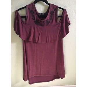 Maroon cold shoulder blouse